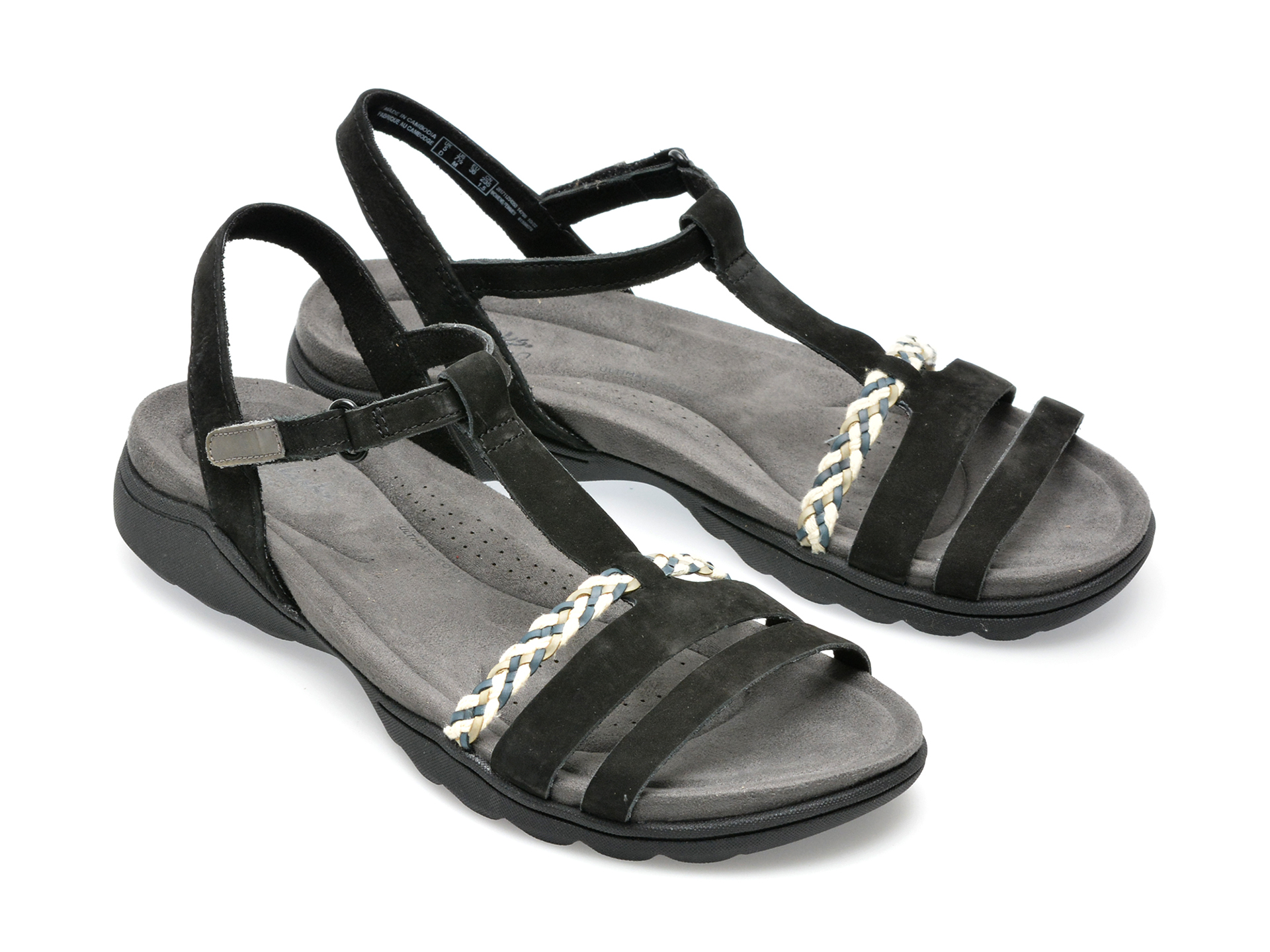 Poze Sandale CLARKS negre, AMANTEA, din nabuc Tezyo