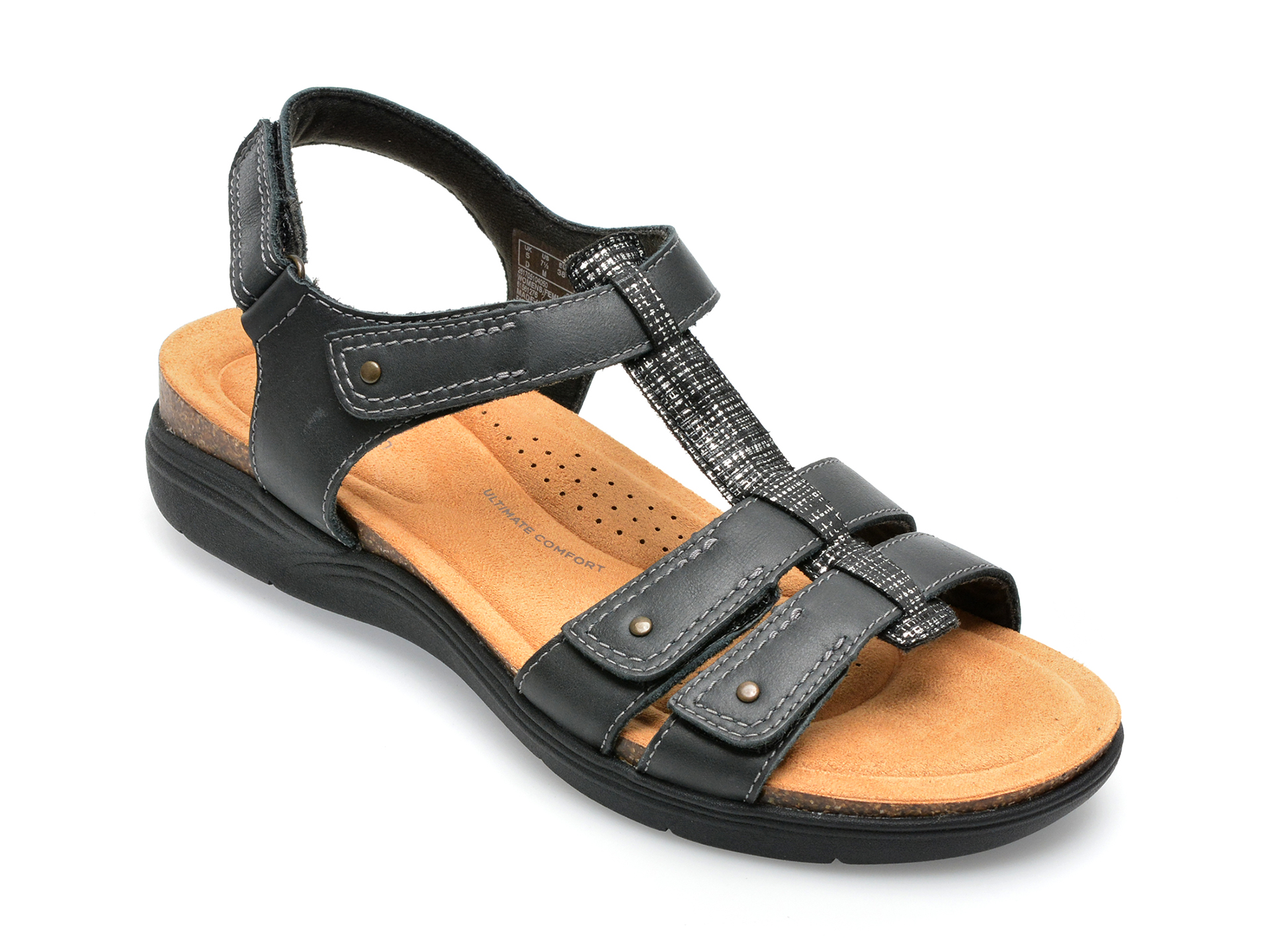 Sandale CLARKS negre, APRIL COVE 0912, din piele naturala /femei/sandale imagine noua