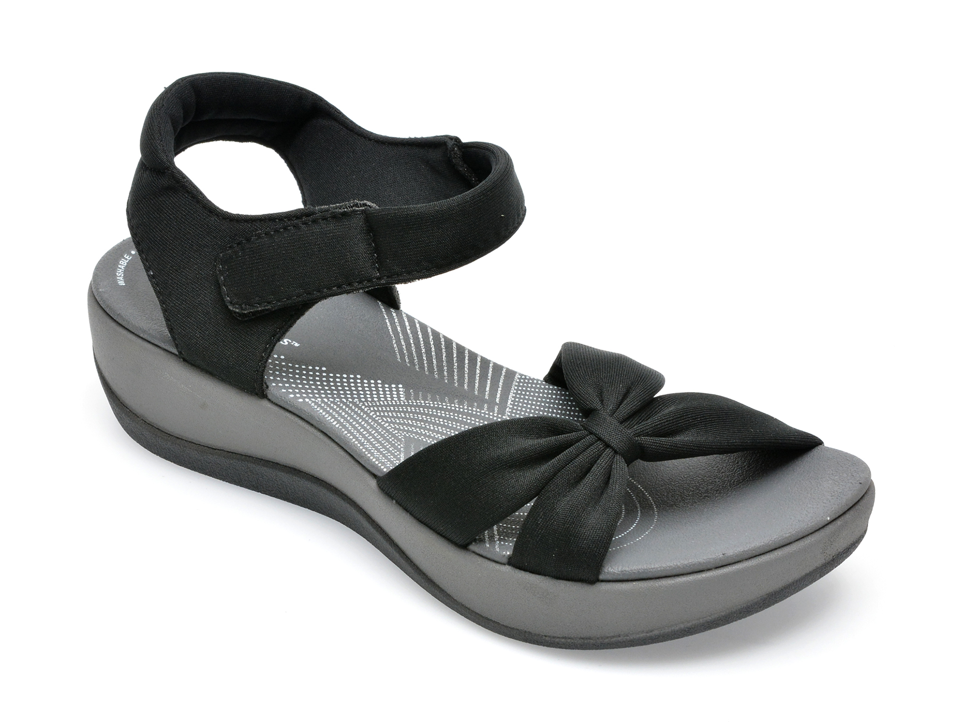 Sandale CLARKS negre, ARLASHO, din material textil