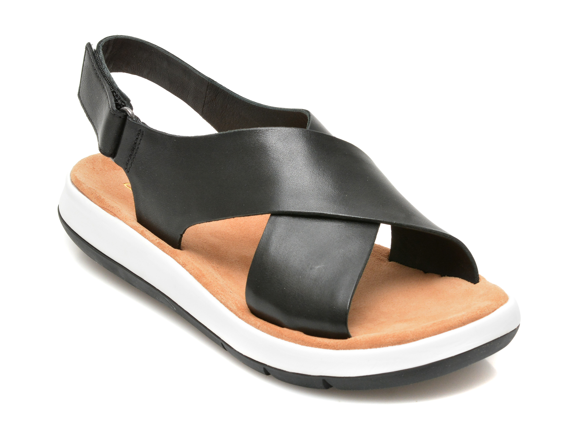 Sandale CLARKS negre, JEMSA CROSS, din piele naturala