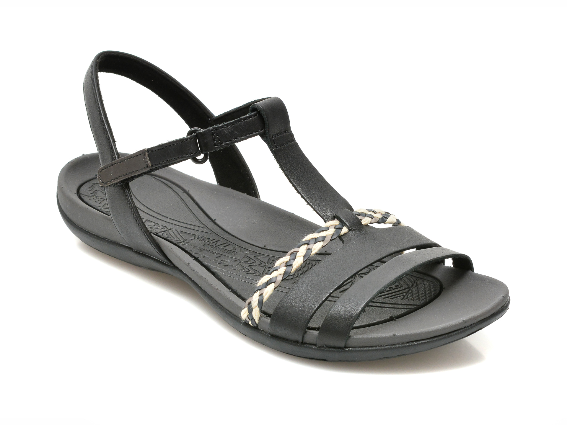 Sandale CLARKS negre, TEALITE GRACE, din piele naturala Clarks imagine noua