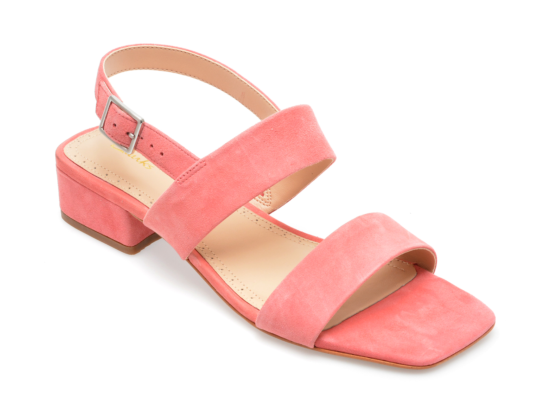 Sandale CLARKS roz, SER25ST, din piele intoarsa