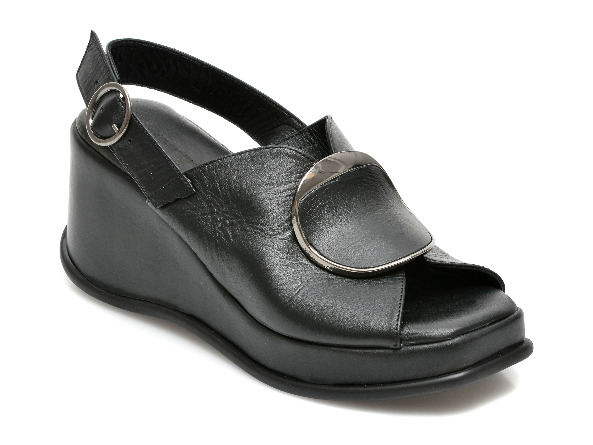 Sandale CREPPY negre, 158803, din piele naturala