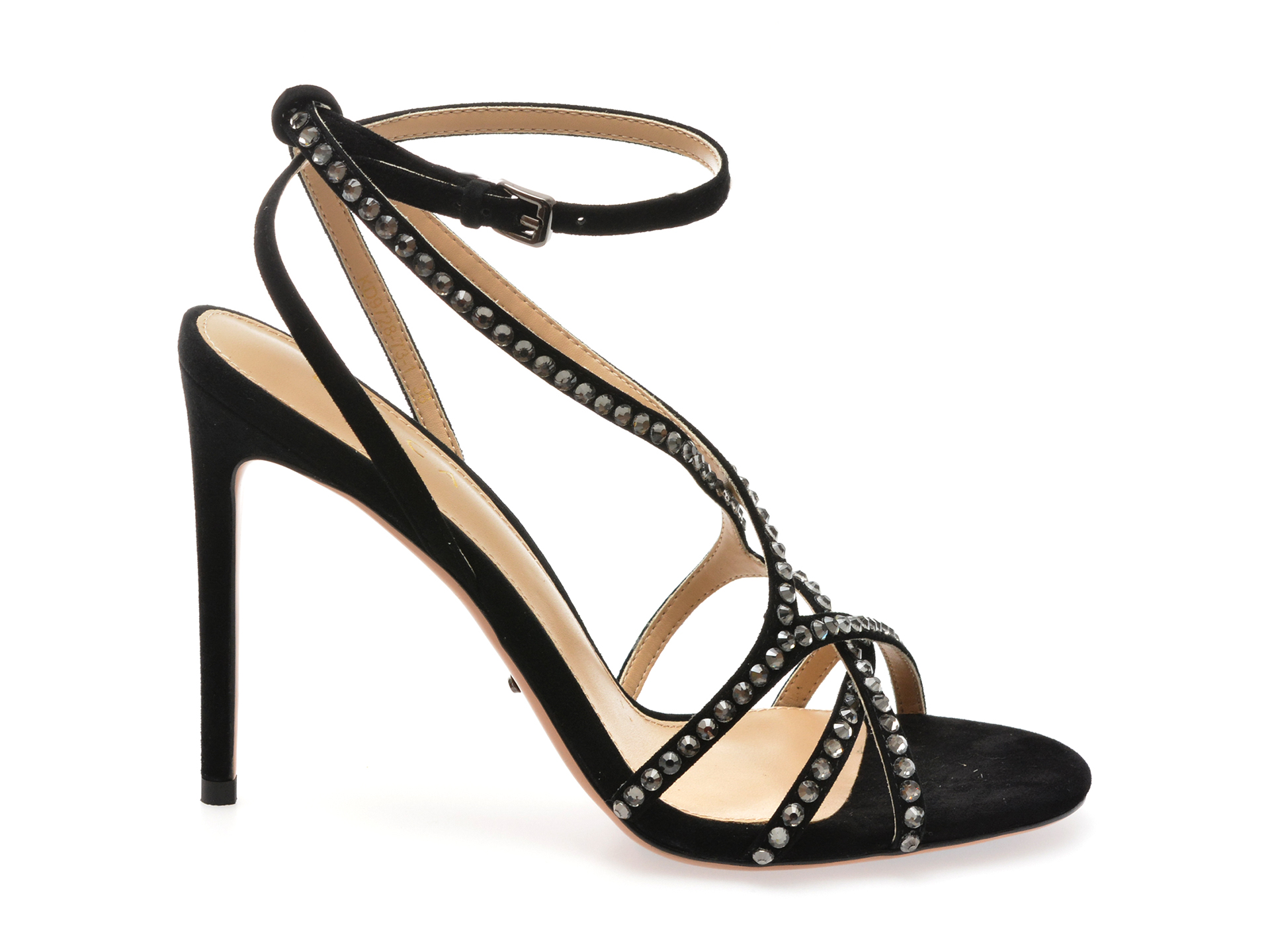 Sandale elegante EPICA negre, 972873, din piele intoarsa