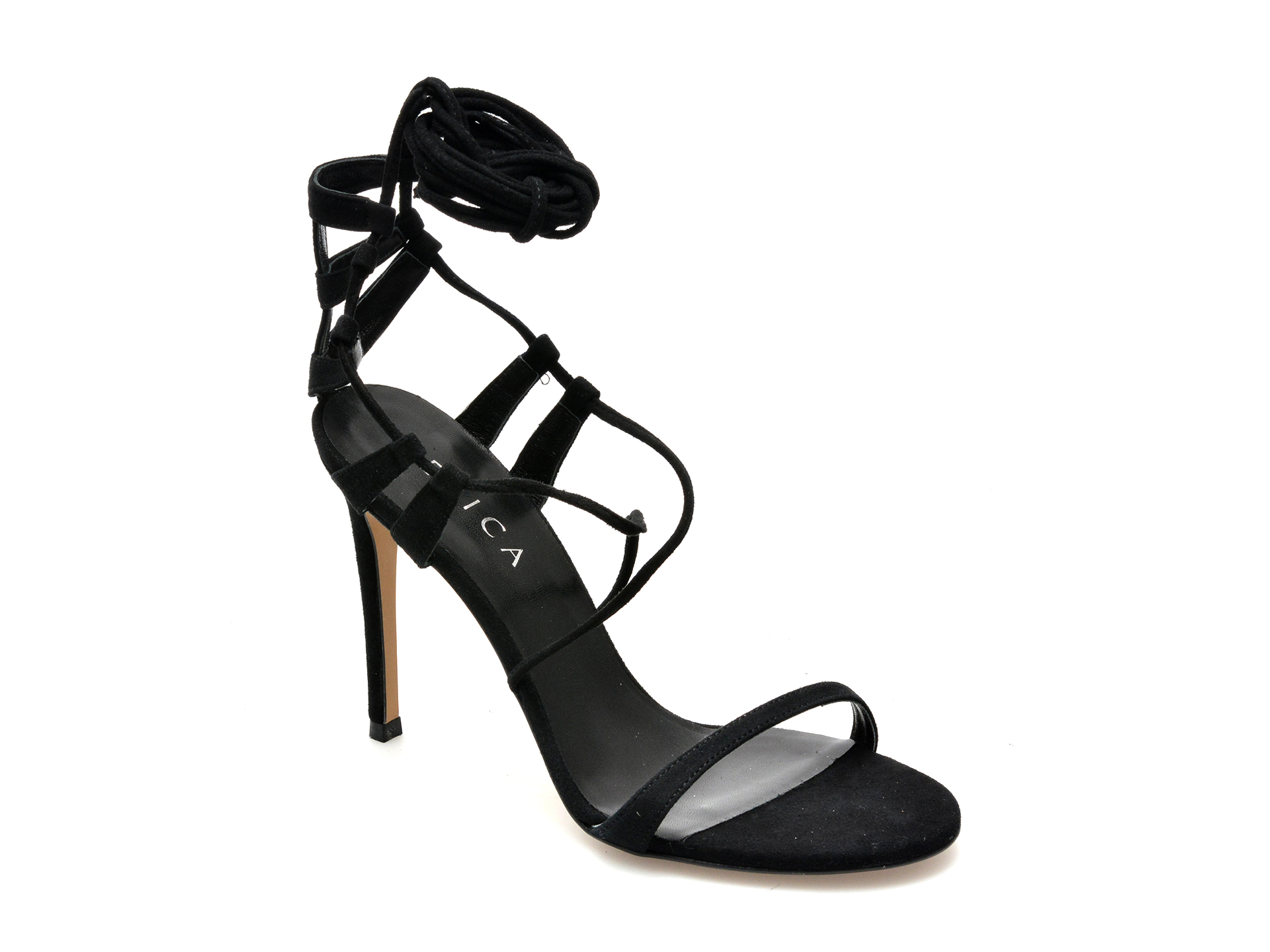 Sandale EPICA negre, 401D34, din piele intoarsa /femei/sandale imagine noua