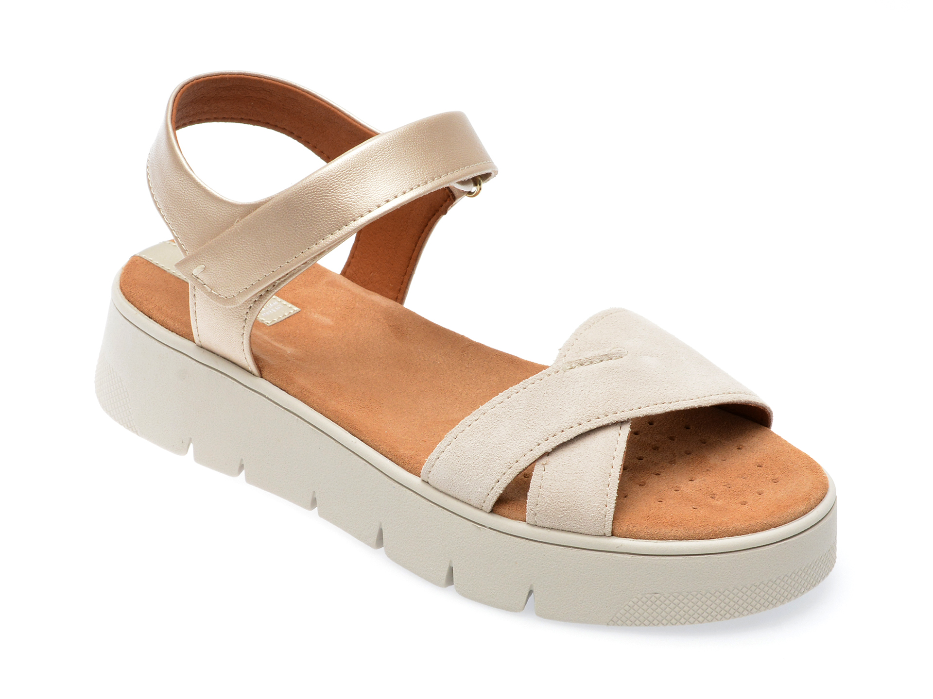 Sandale GEOX albe, D35SCA, din piele ecologica /femei/sandale imagine noua
