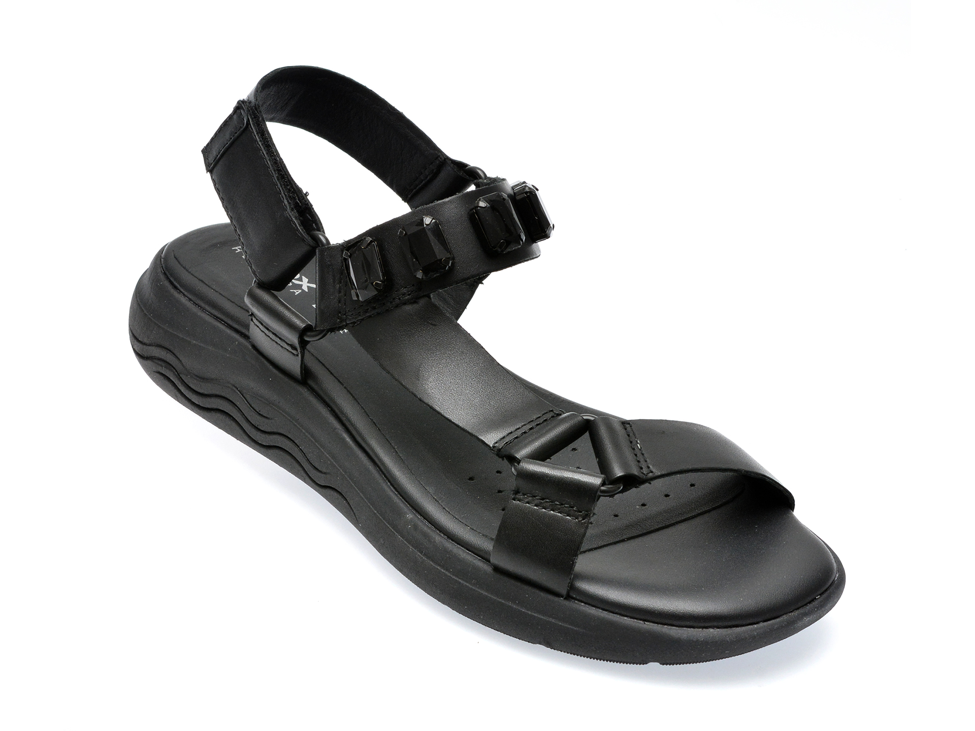Sandale GEOX negre, D35ADB, din piele naturala