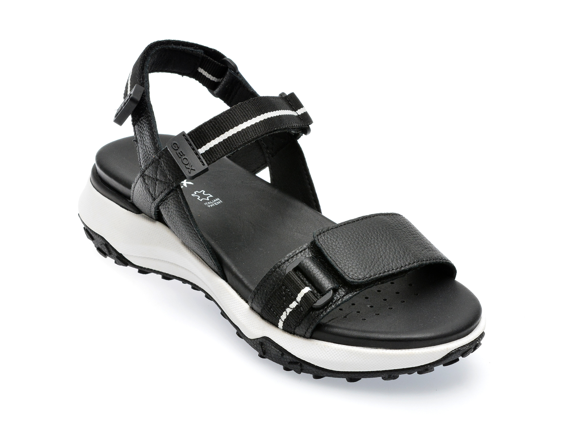 Sandale GEOX negre, D35TBB, din piele naturala /femei/sandale imagine noua