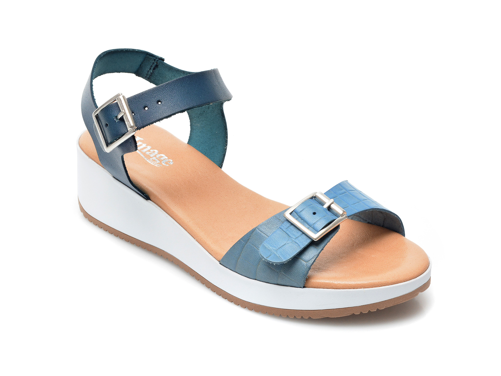 Sandale IMAGE albastre, 1411S, din piele naturala