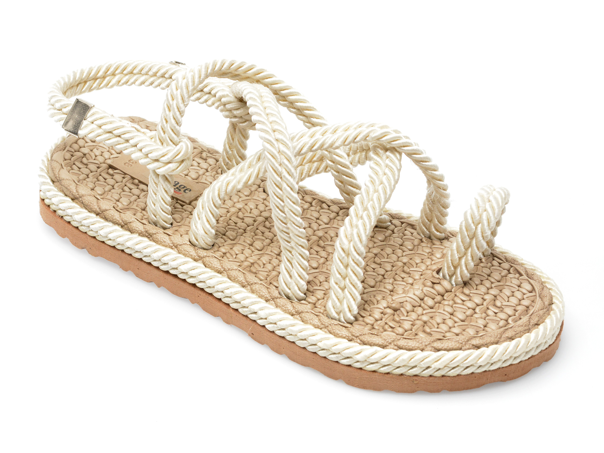 Sandale IMAGE albe, 20221, din material textil