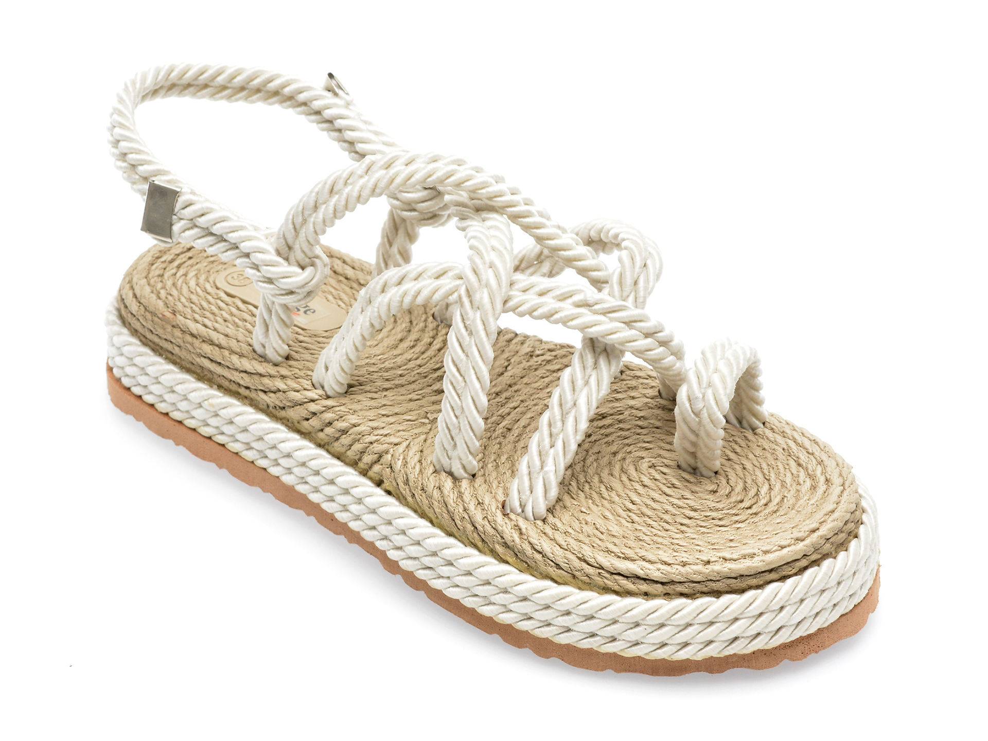Sandale IMAGE albe, 20222, din material textil