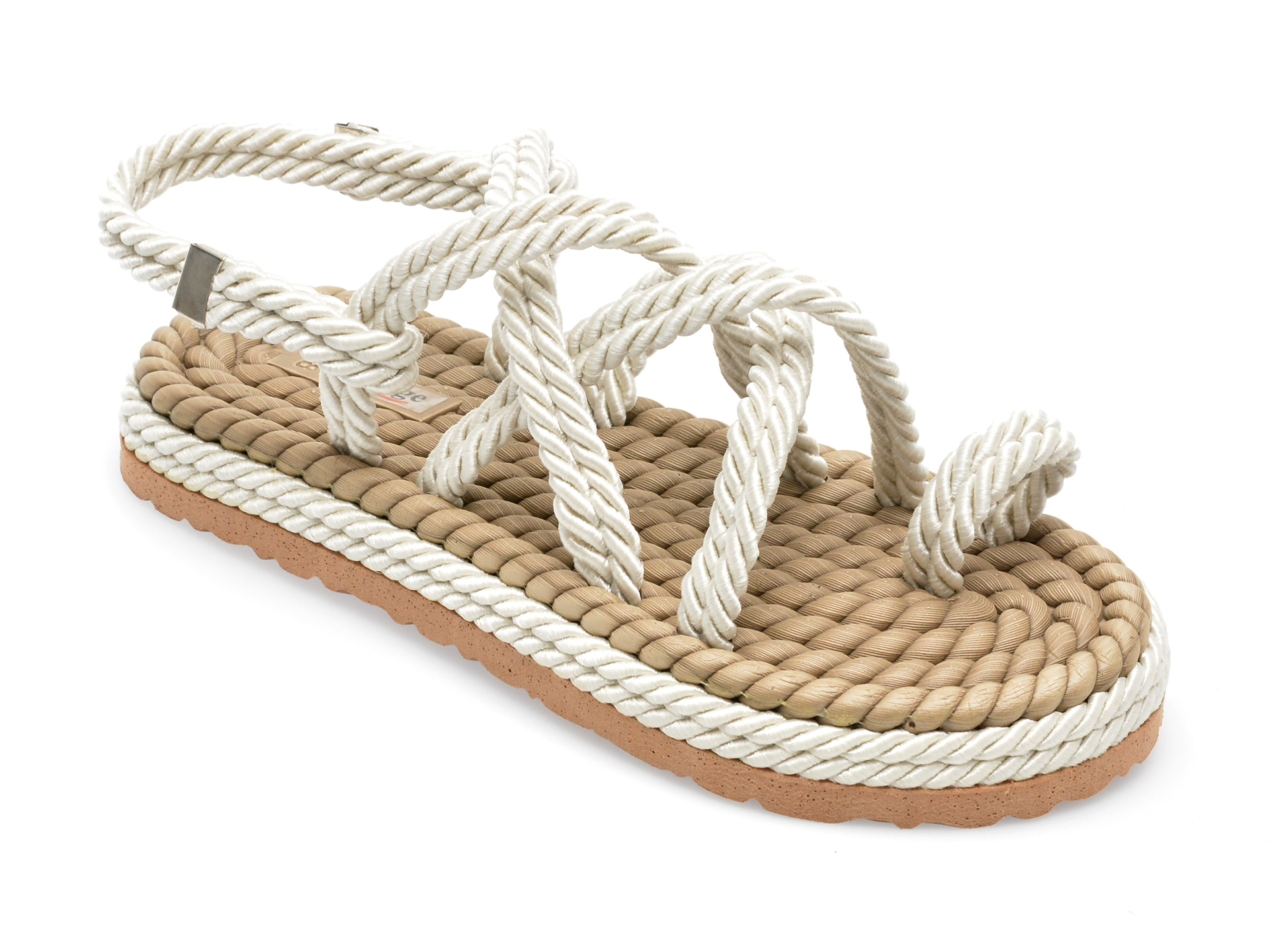 Sandale IMAGE albe, 2022, din material textil