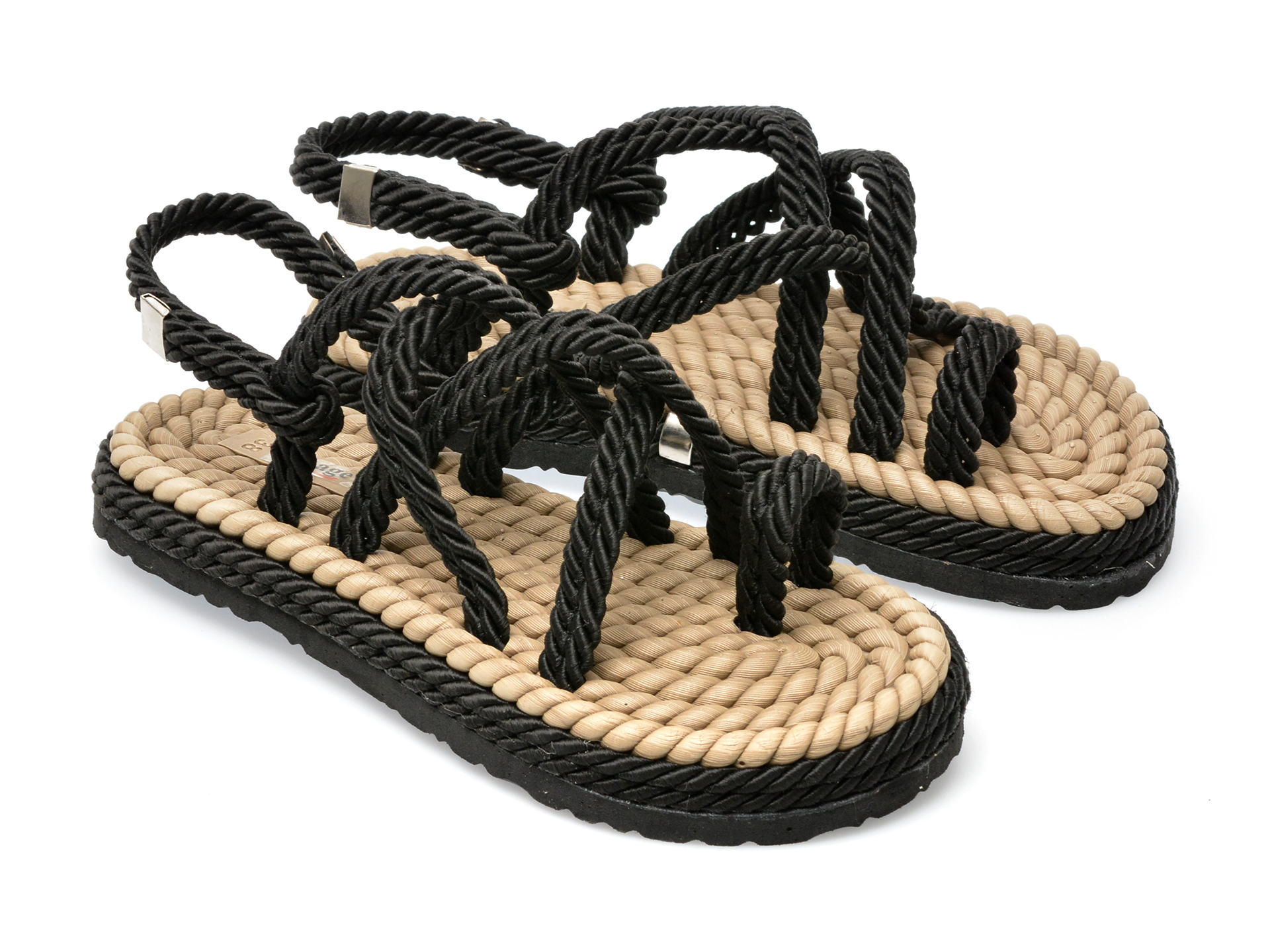 Poze Sandale IMAGE negre, 2022, din material textil Tezyo