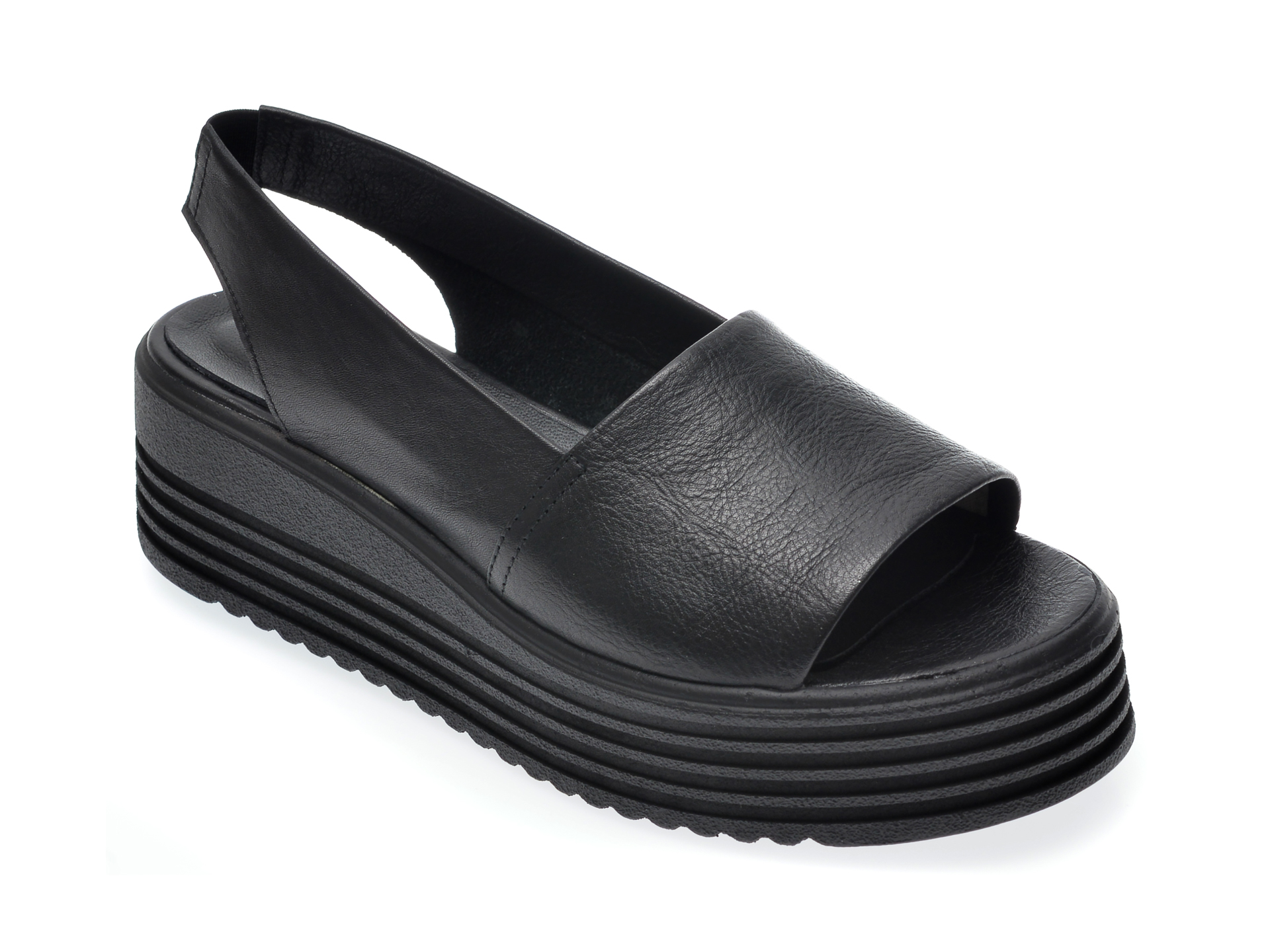 Sandale IMAGE negre, 20250, din piele naturala