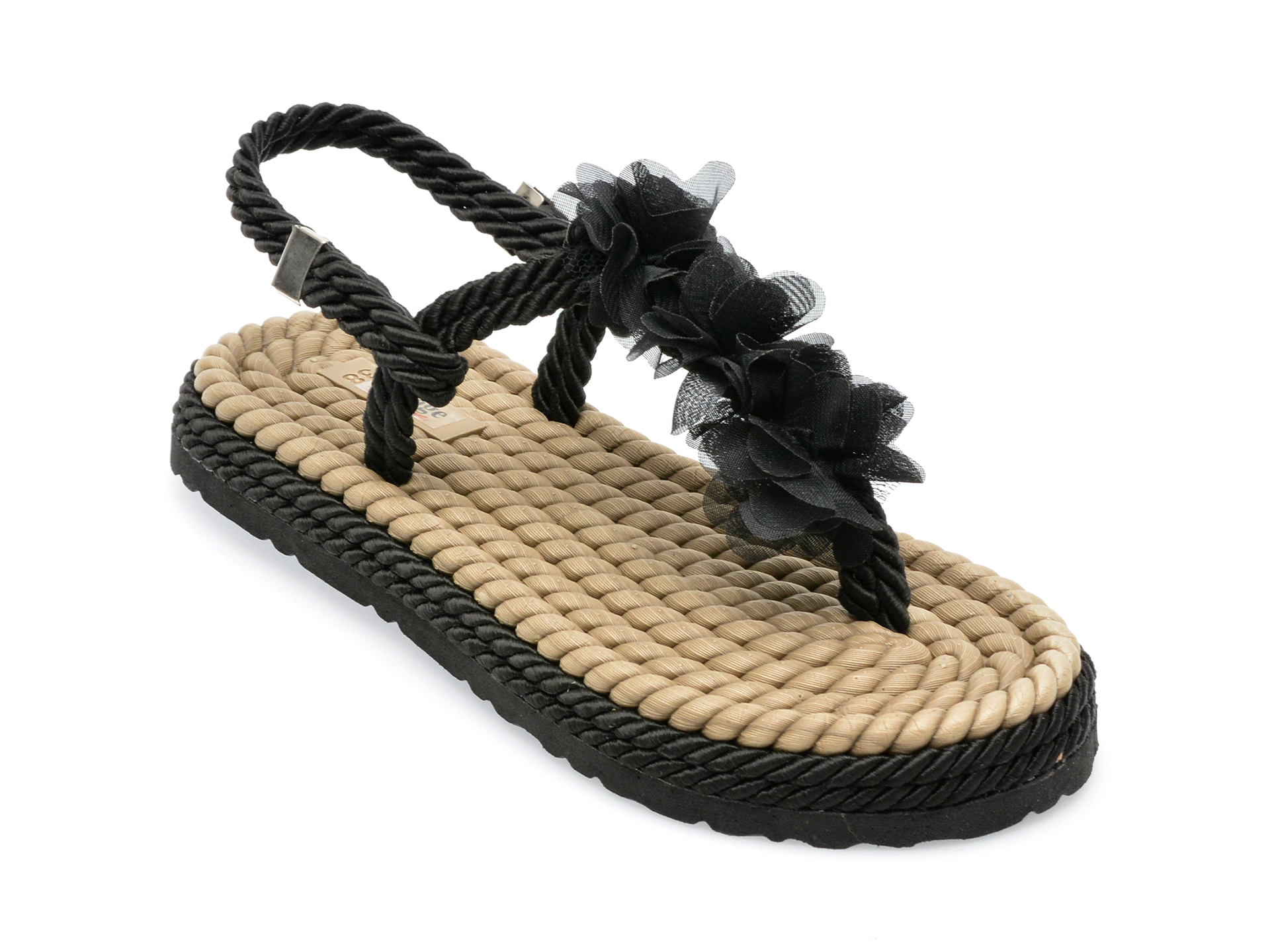 Poze Sandale IMAGE negre, 2027, din material textil Tezyo