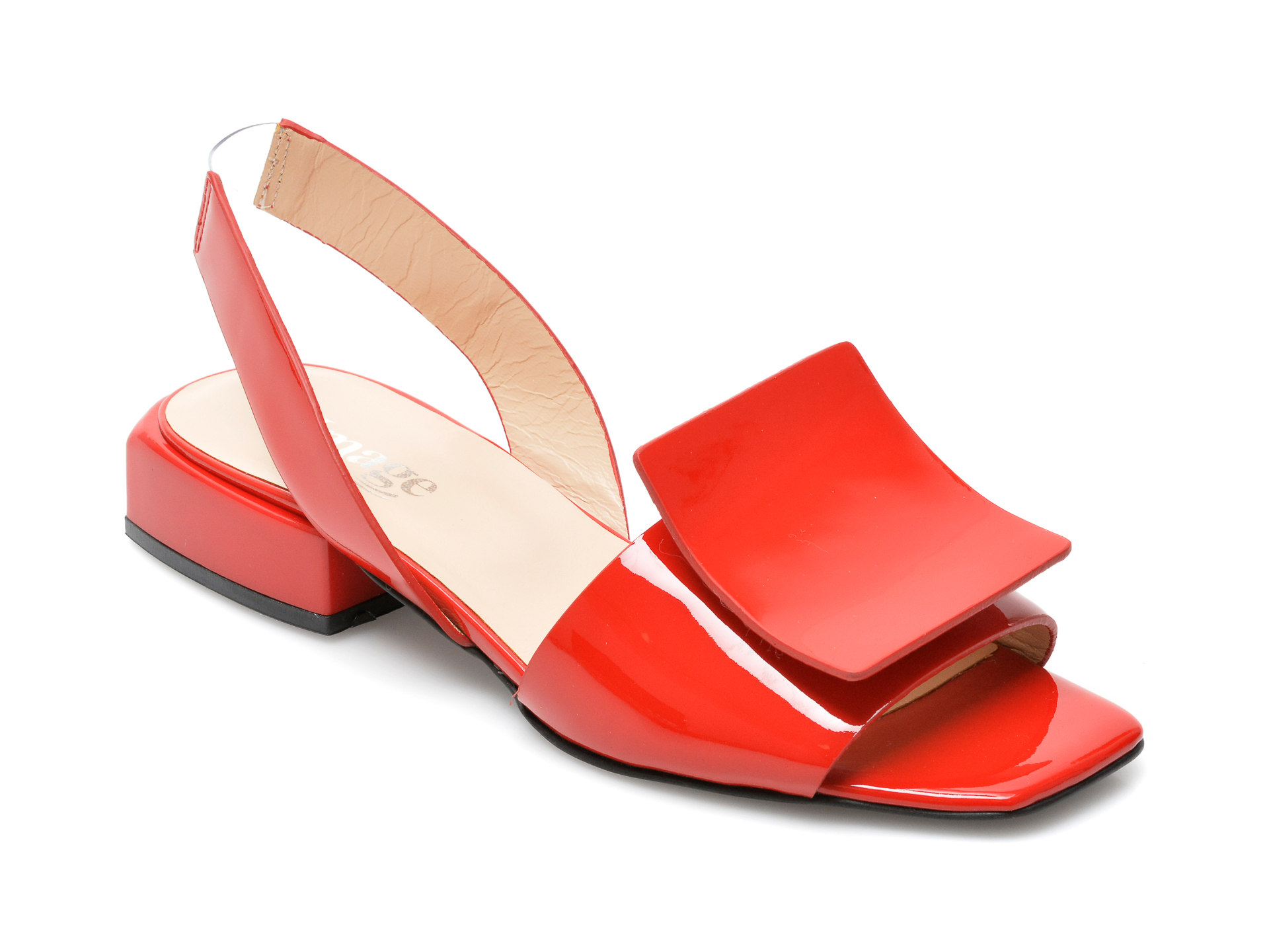 Sandale IMAGE rosii, 739H133, din piele naturala lacuita