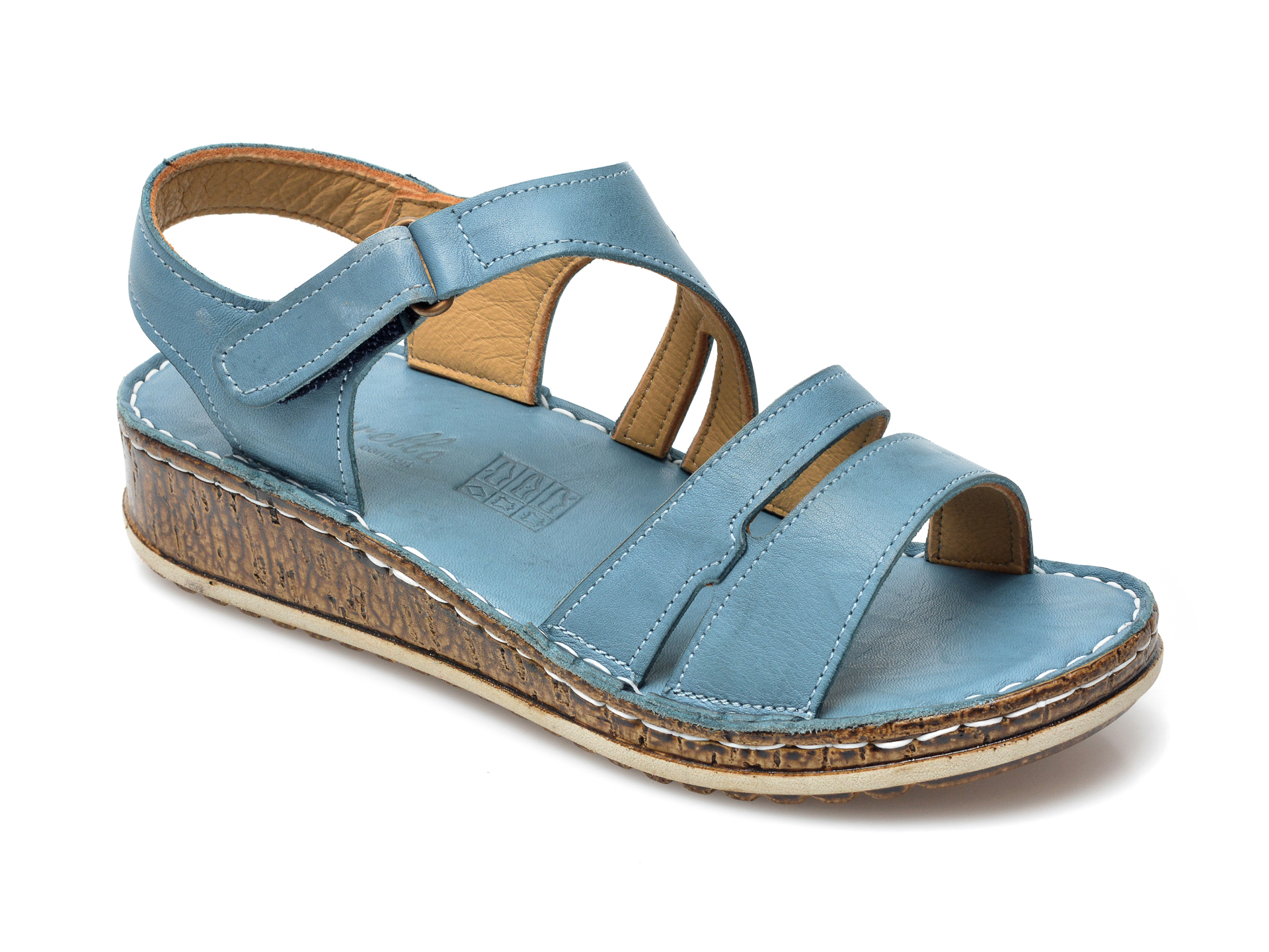 Sandale PAVARELLA albastre, 1306, din piele naturala