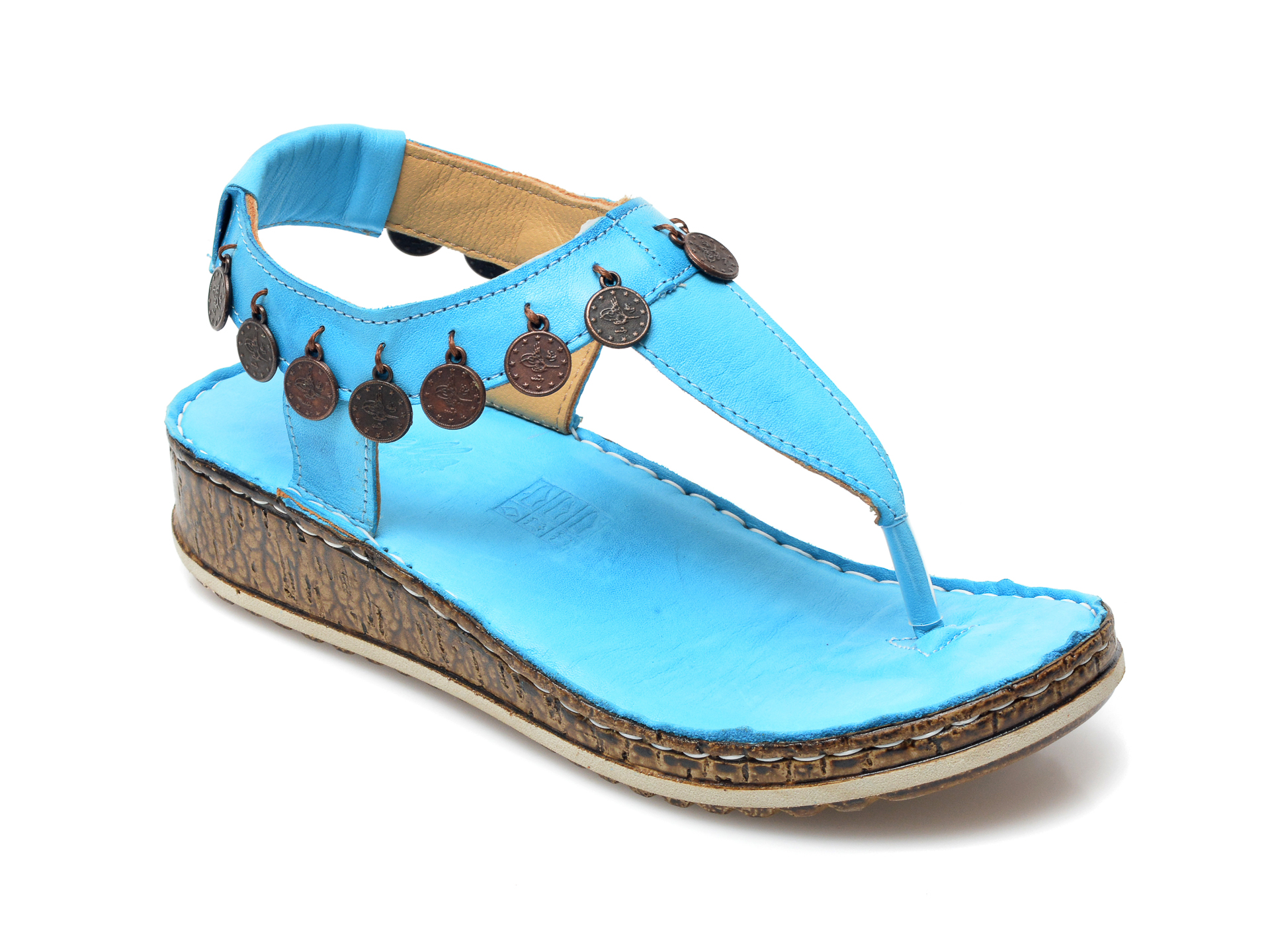 Sandale PAVARELLA albastre, 1316A, din piele naturala