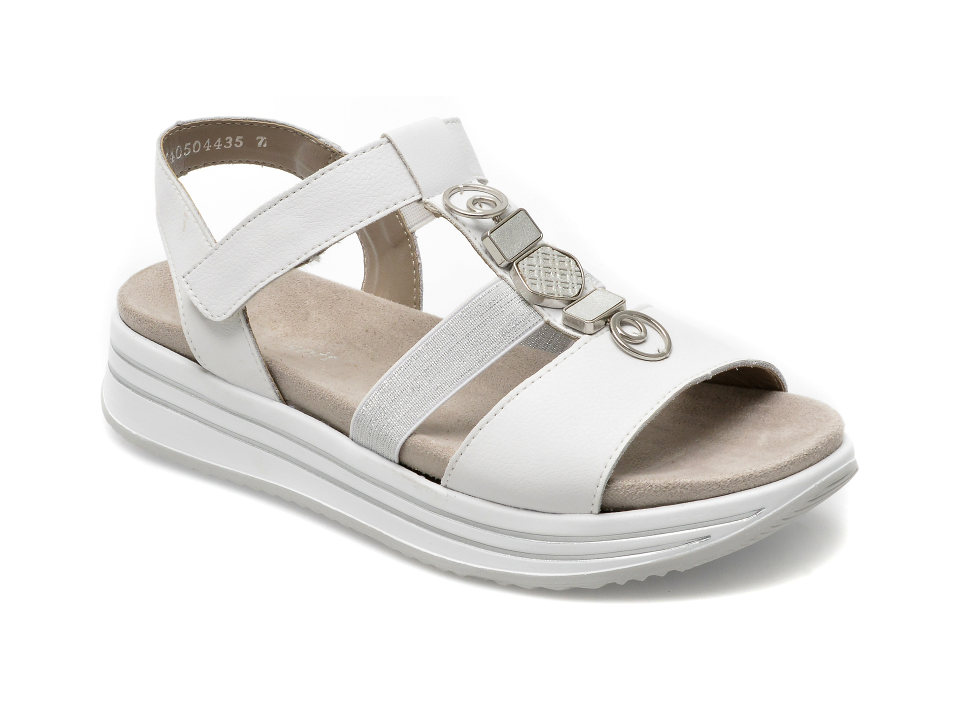 Sandale REMONTE albe, R2962, din piele naturala /femei/sandale imagine noua