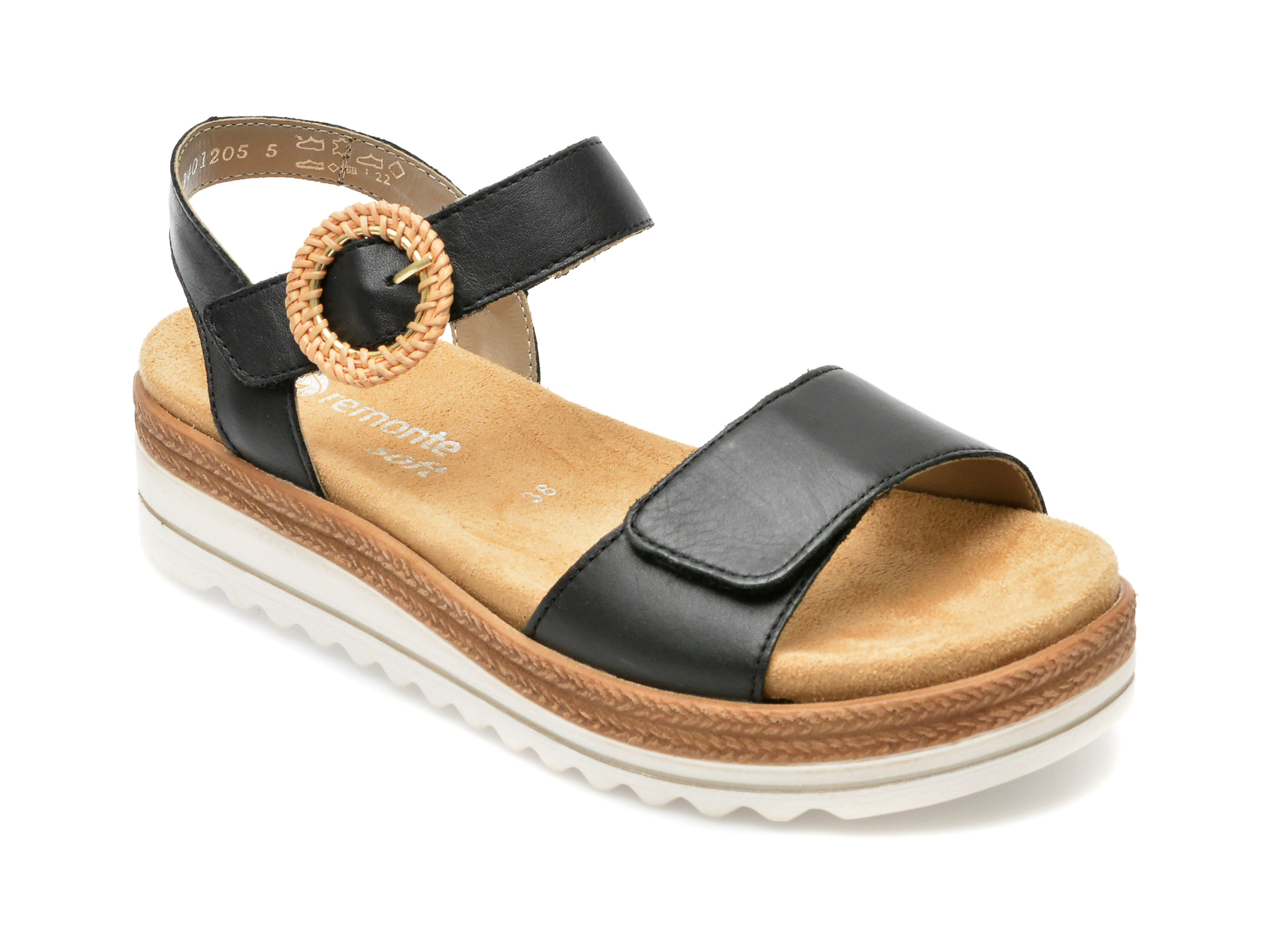 Sandale REMONTE negre, D0Q52, din piele naturala /femei/sandale imagine noua