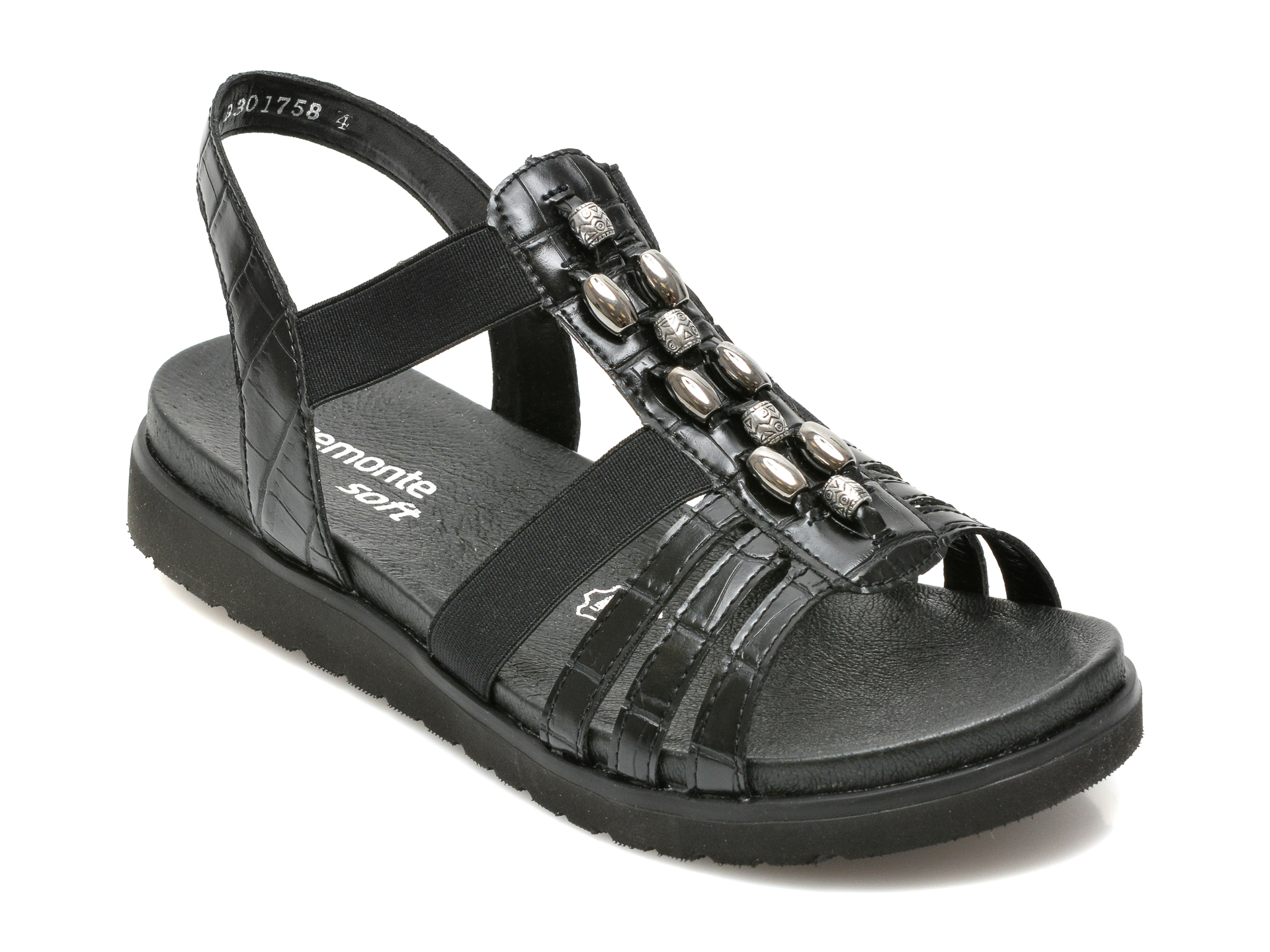 Sandale REMONTE negre, D4062, din piele ecologica Remonte imagine noua