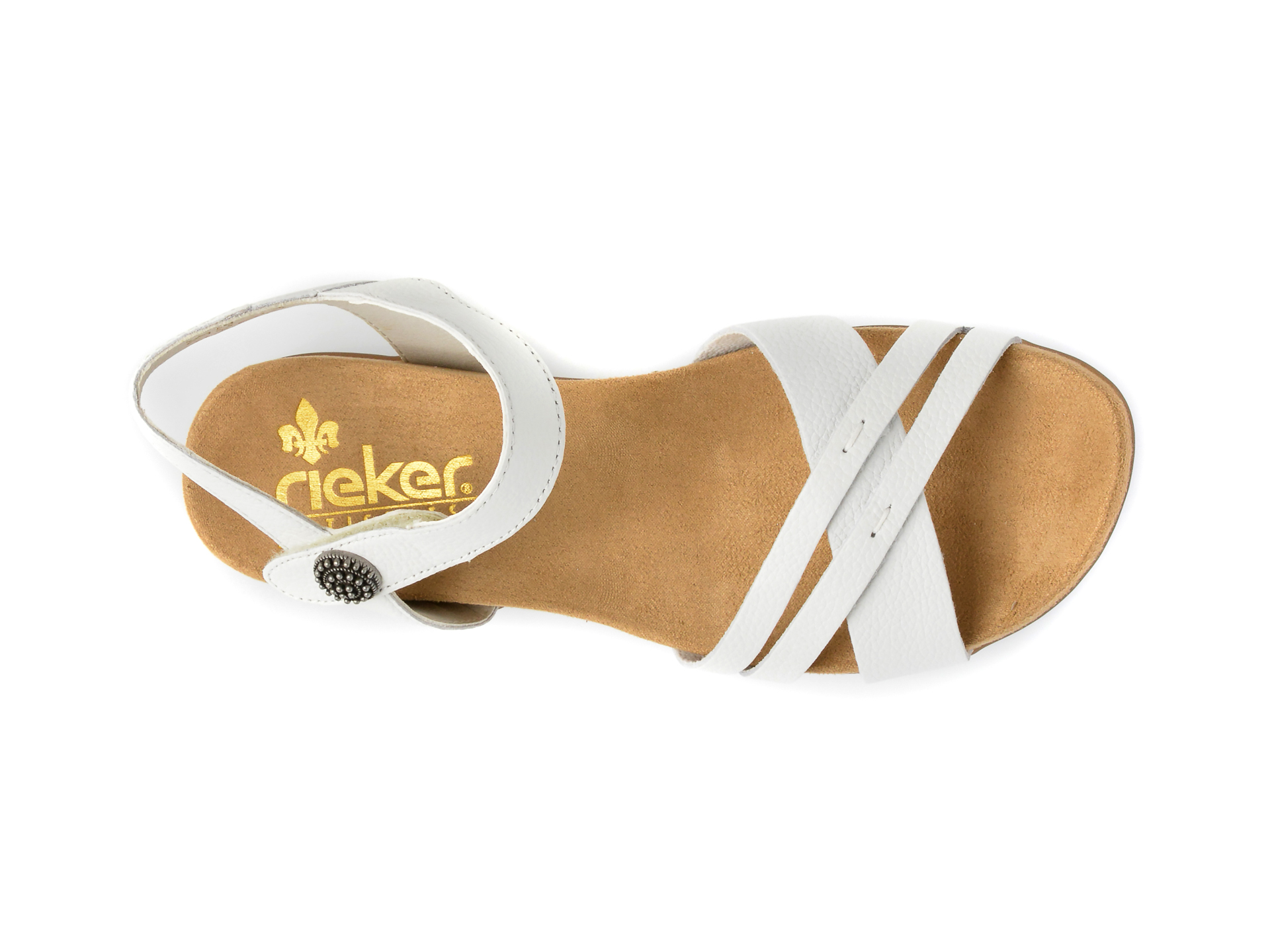 Sandale RIEKER albe, 60553, din piele naturala imagine noua