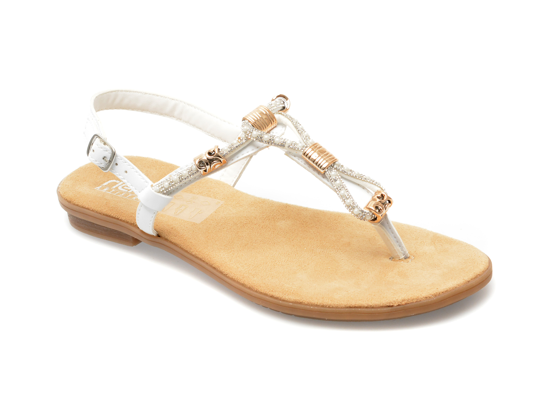 Sandale RIEKER albe, 64271, din piele ecologica /femei/sandale imagine noua