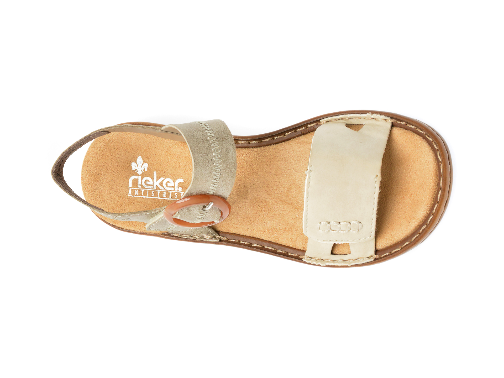 Sandale RIEKER gri, 608Z3, din piele ecologica imagine noua