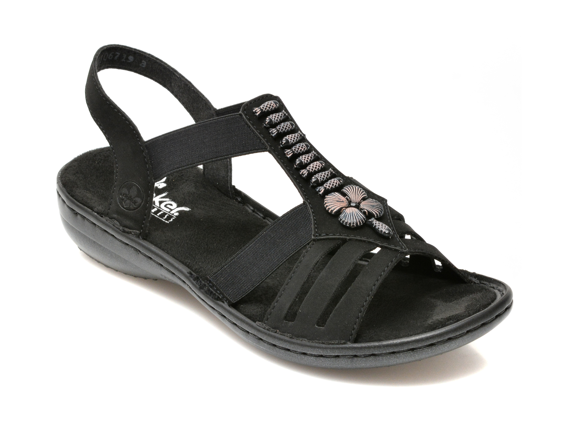 Sandale RIEKER negre, 60806, din piele ecologica Rieker imagine noua