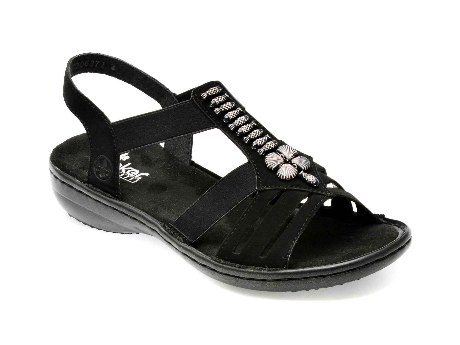 Sandale RIEKER negre, 60806, din piele ecologica /femei/sandale imagine noua