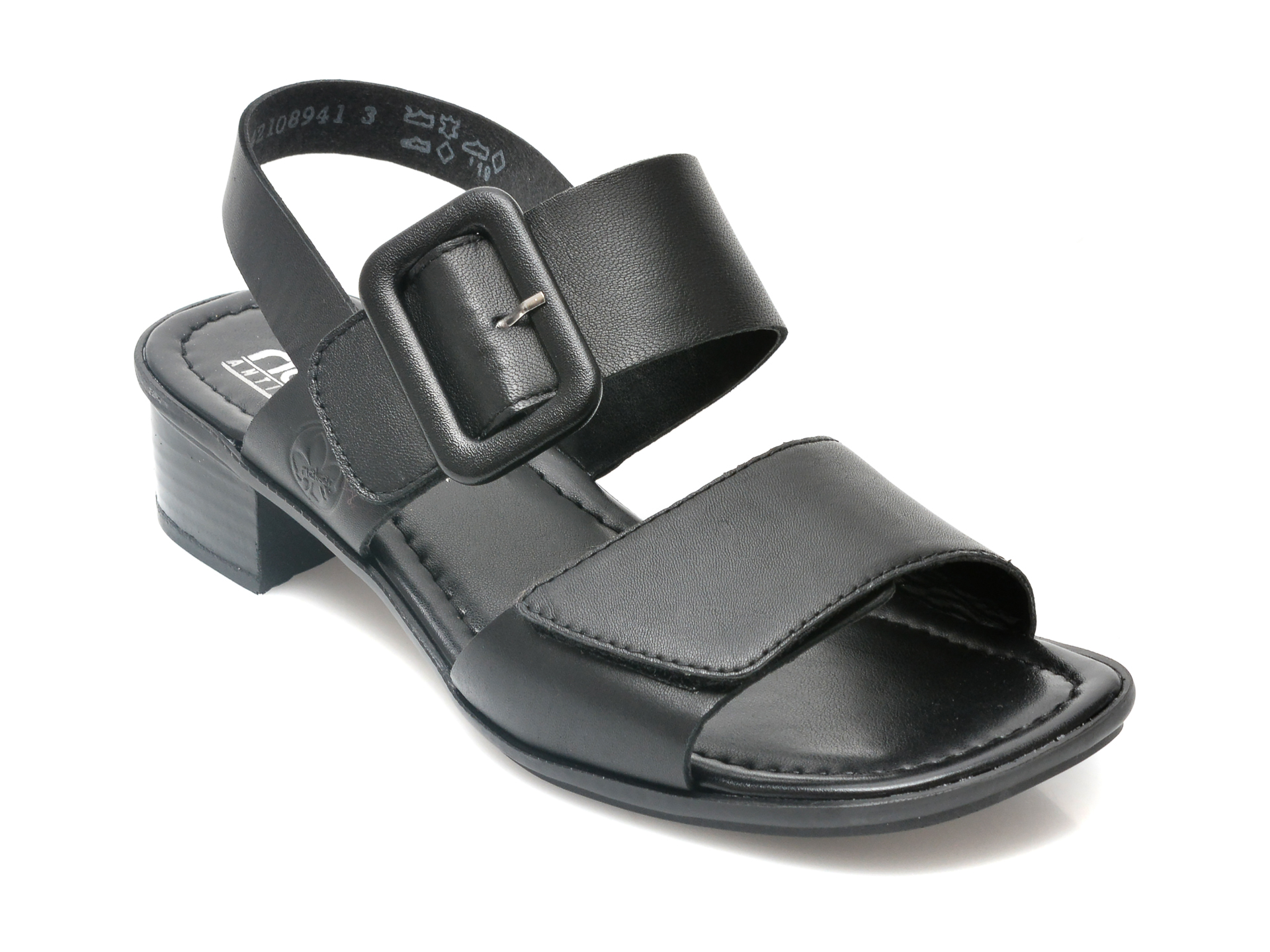 Sandale RIEKER negre, 62663, din piele naturala 2022 ❤️ Pret Super tezyo.ro imagine noua 2022