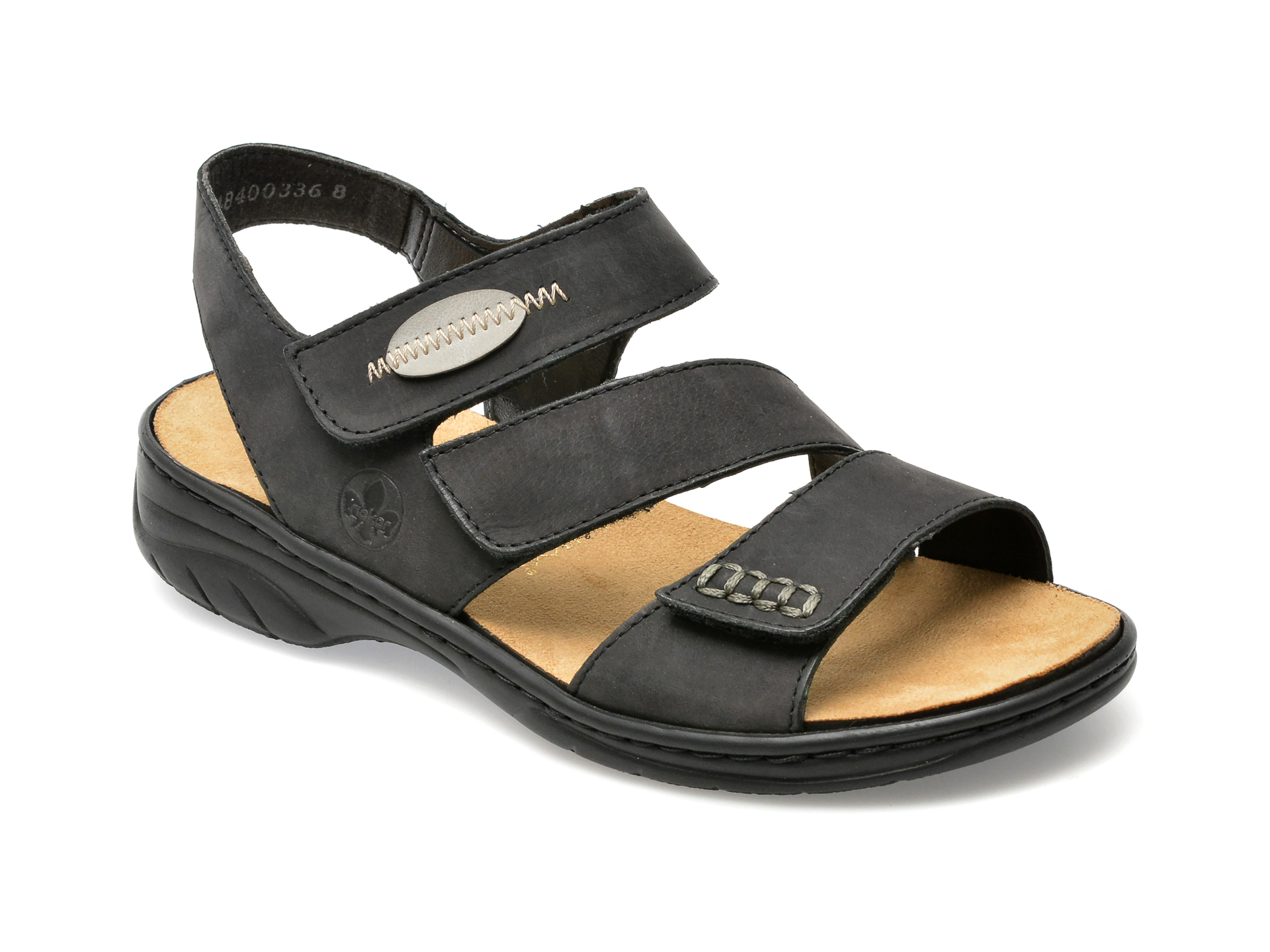 Sandale RIEKER negre, 64573, din piele naturala /femei/sandale imagine noua
