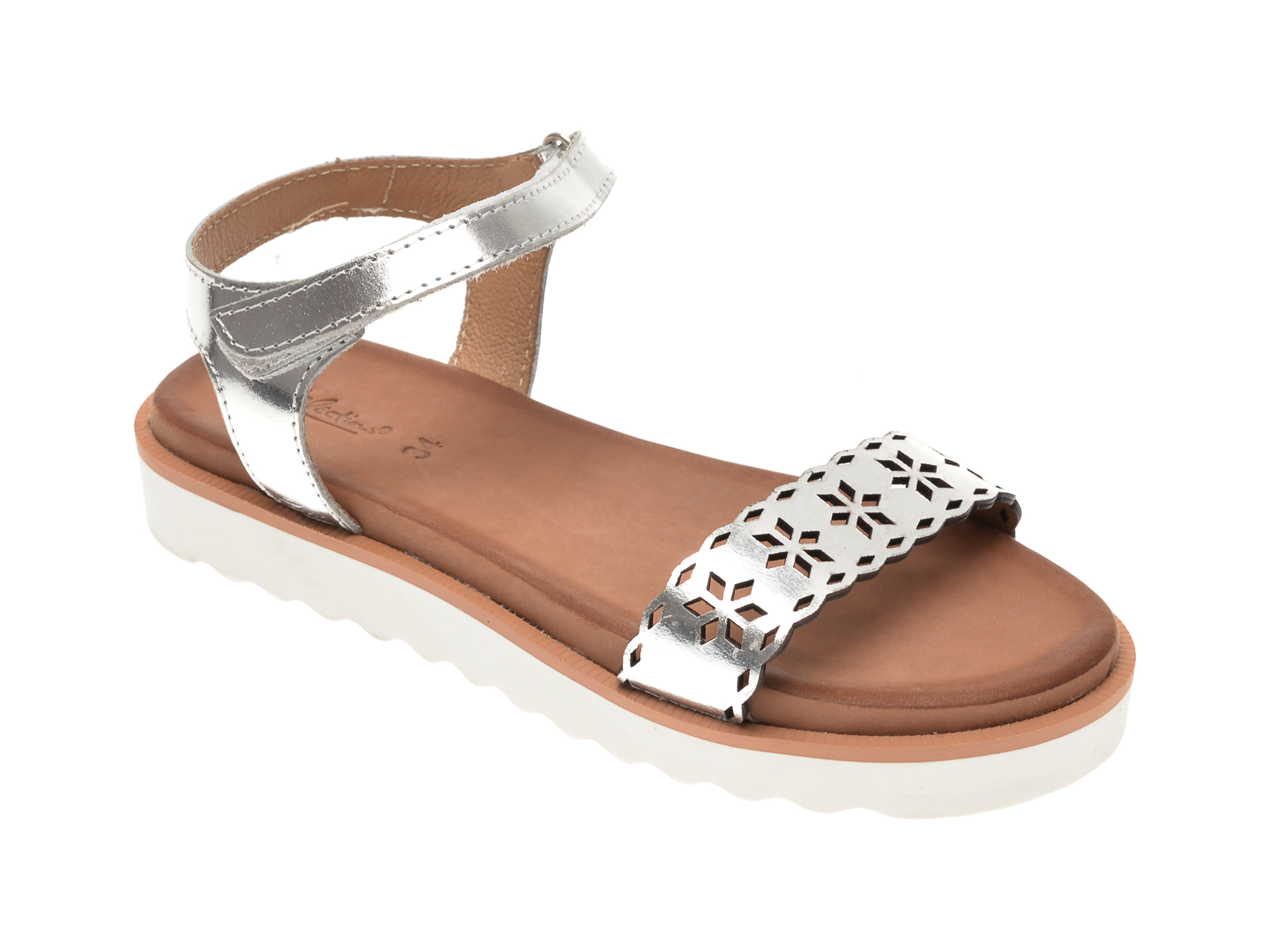 Sandale SELECTION KIDS argintii, SH17, din piele naturala