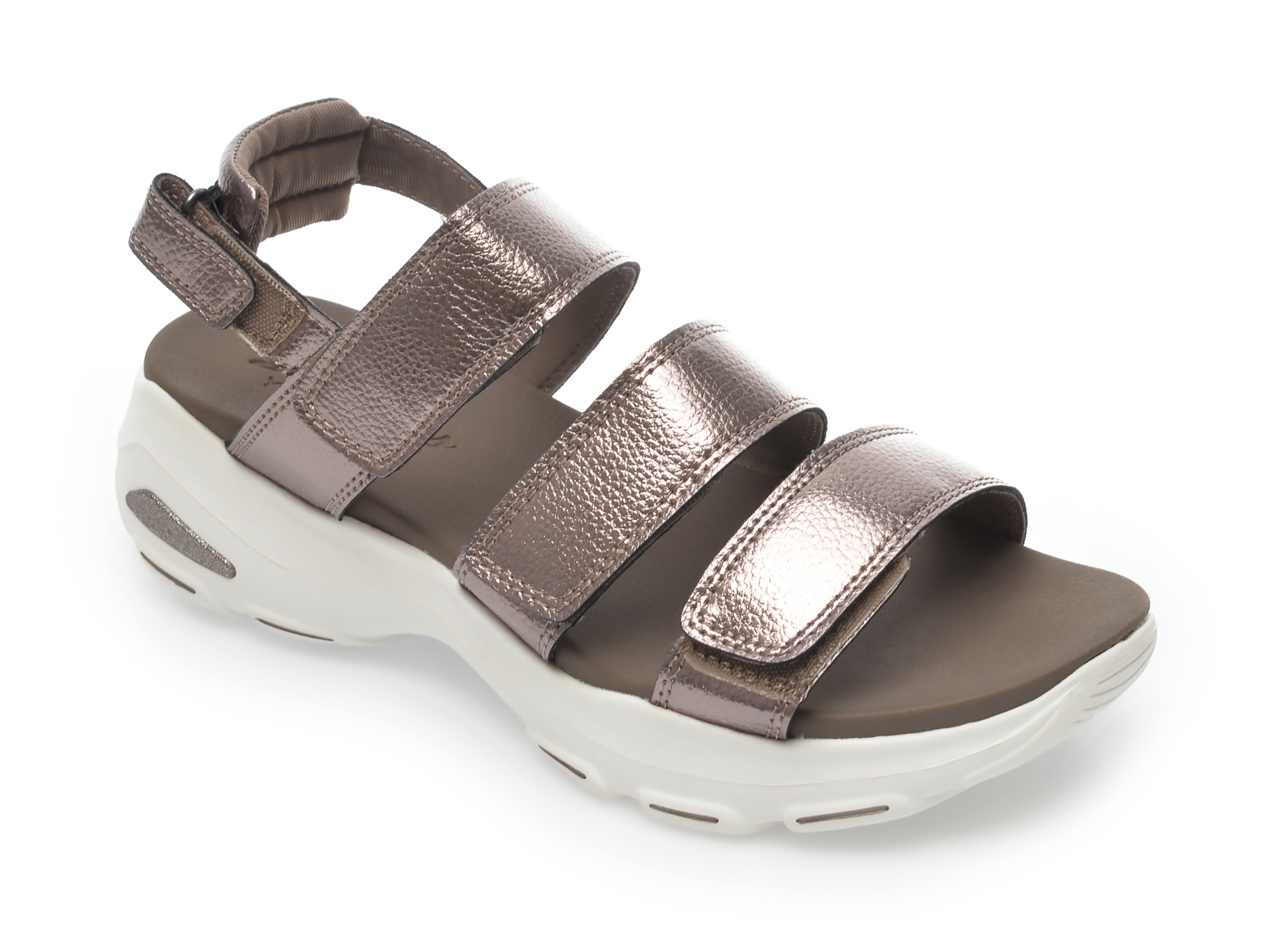 Sandale SKECHERS gri, D Lite Ultra Fab Life, din piele ecologica