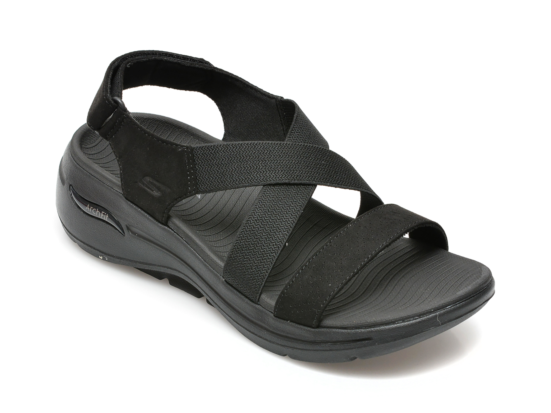 Sandale SKECHERS negre, GO WALK ARCH FIT, din material textil /femei/sandale imagine noua
