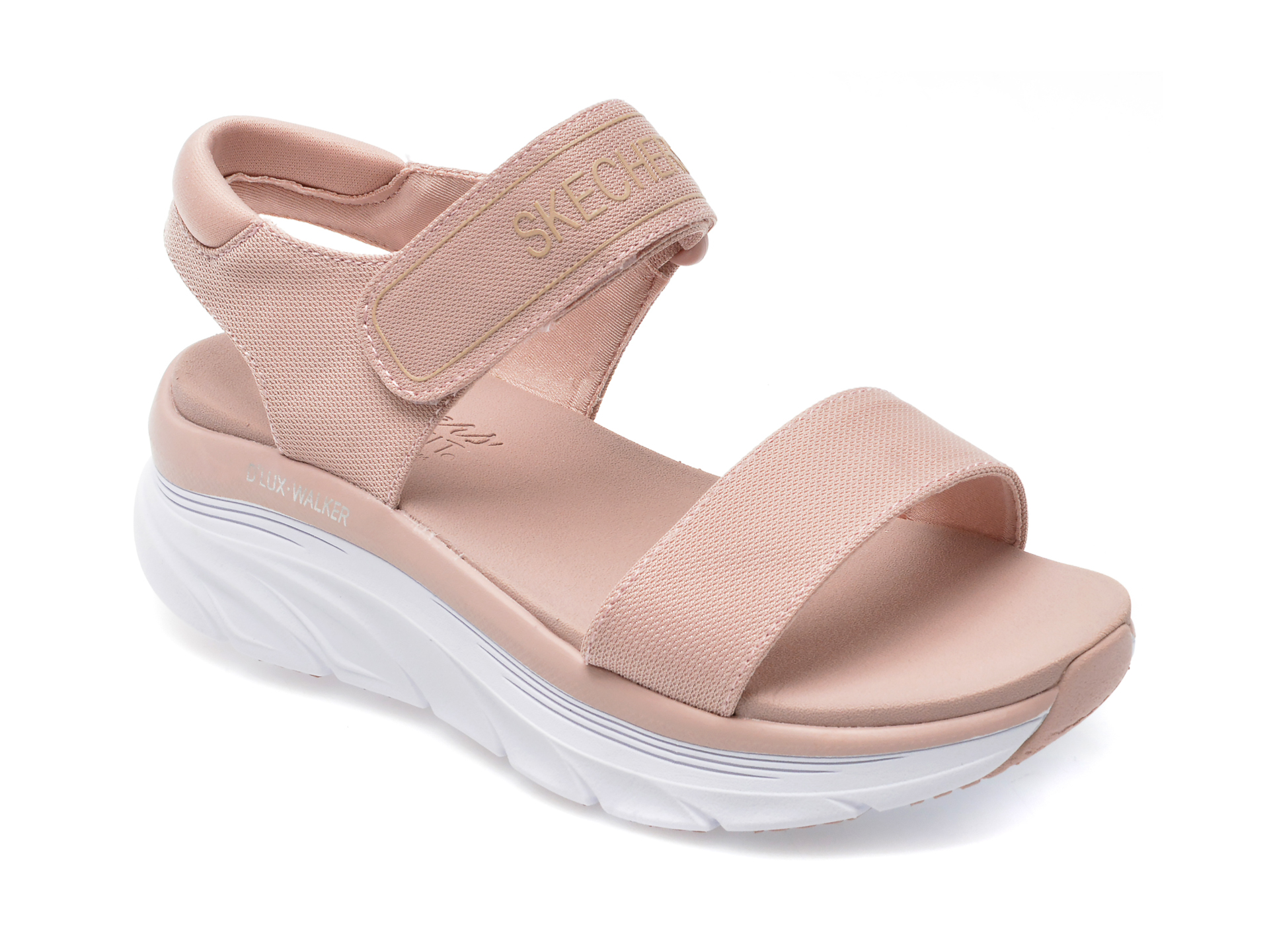 Sandale SKECHERS roz, D LUX WALKER, din material textil Skechers imagine noua 2022
