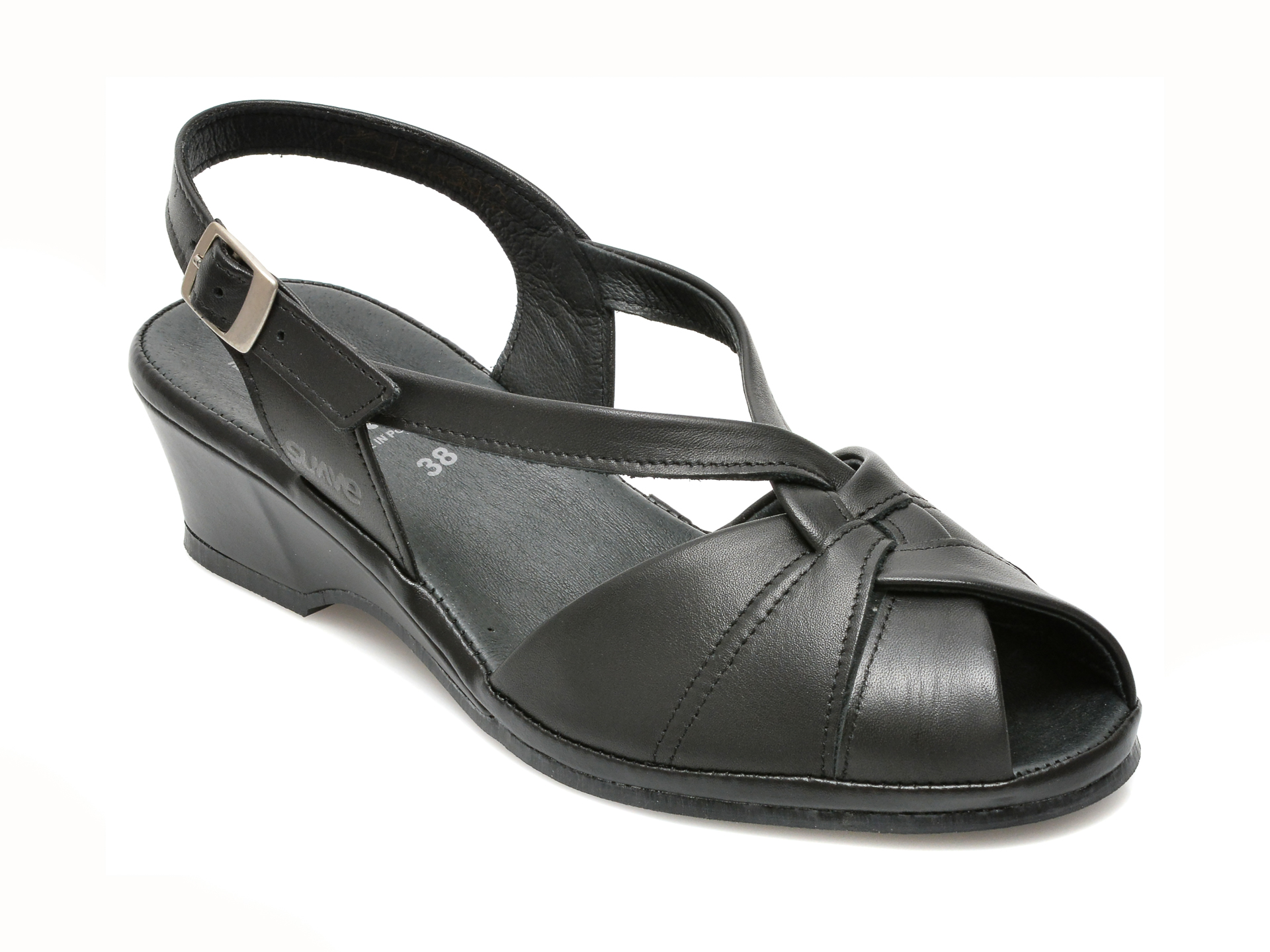 Sandale SUAVE negre, 065T, din piele naturala