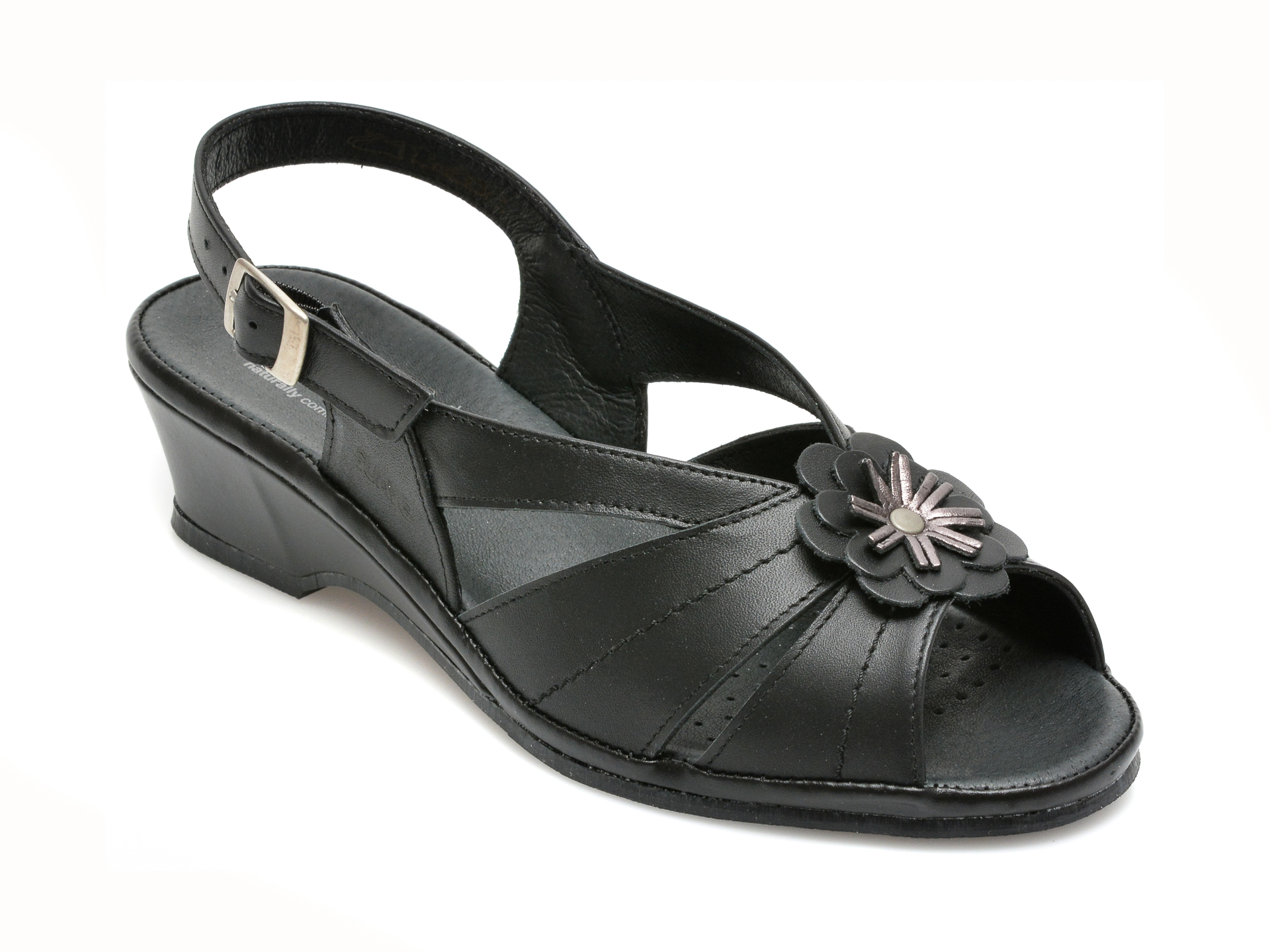 Sandale SUAVE negre, 254T, din piele naturala