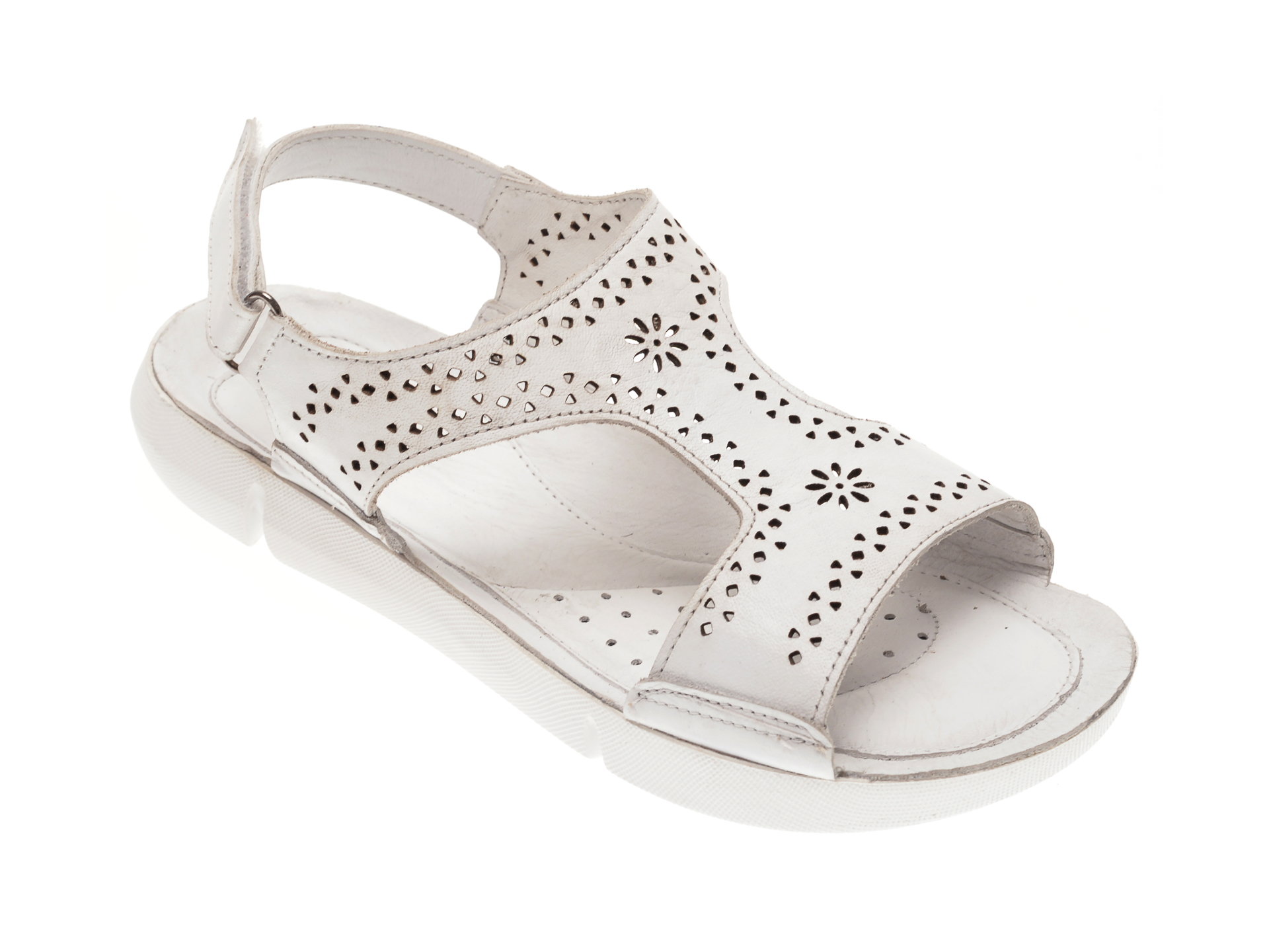 Sandale X TREND albe, 60001, din piele naturala