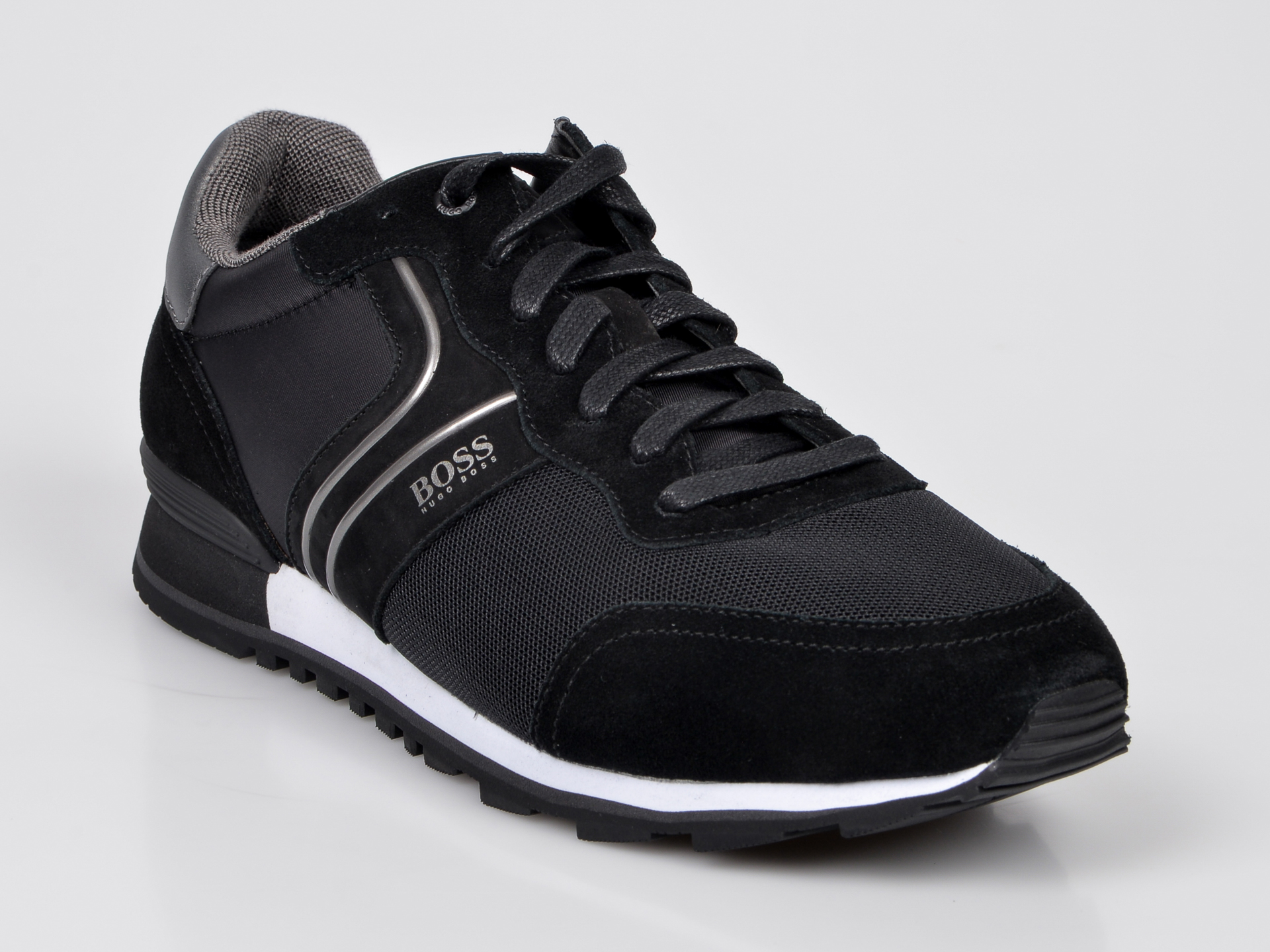 Pantofi sport HUGO BOSS negri, 8084, din material textil si piele naturala